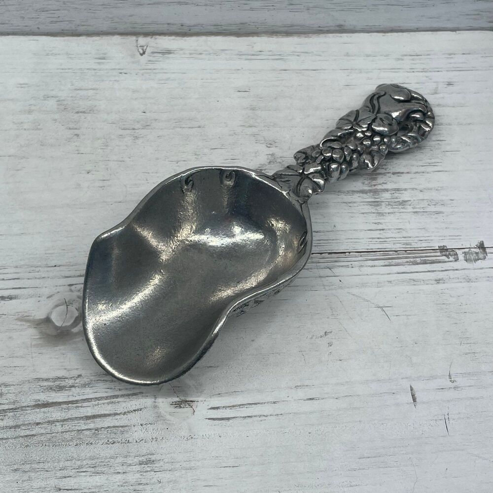 Vintage Arthur Court 1997 Grape Leaf Serving Scoop - Ornate Aluminum Decor